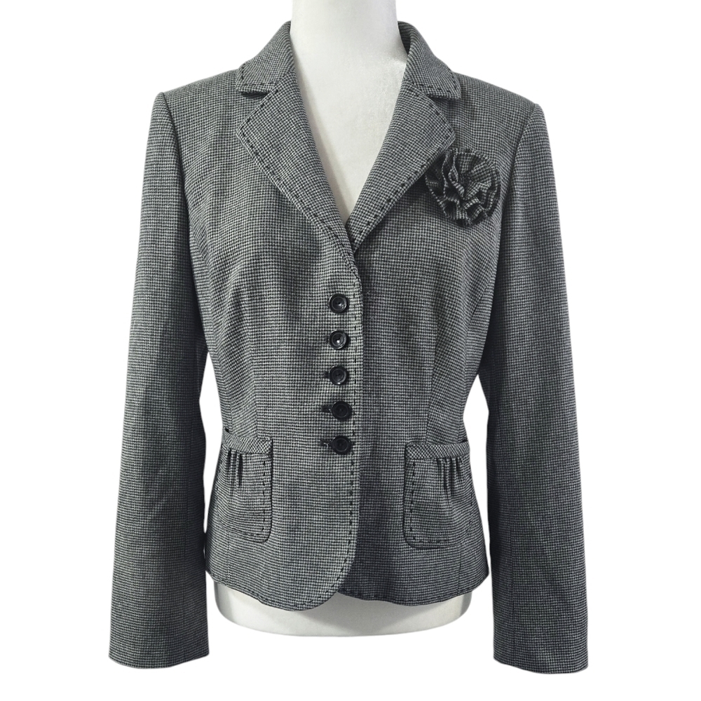 Semantiks Black White Mini Houndstooth Blazer Business Casual Whimsical Preppy